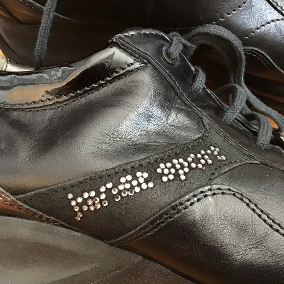 JANET SPORT BLACK LEATHER LACE UP SHOES. 38 - Picture 5 of 8